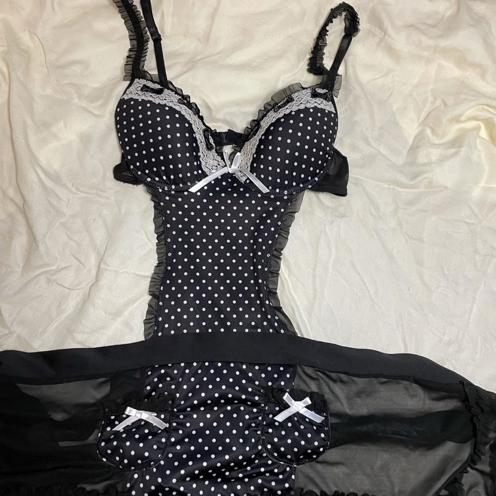 Black and White Babydoll lingerie top